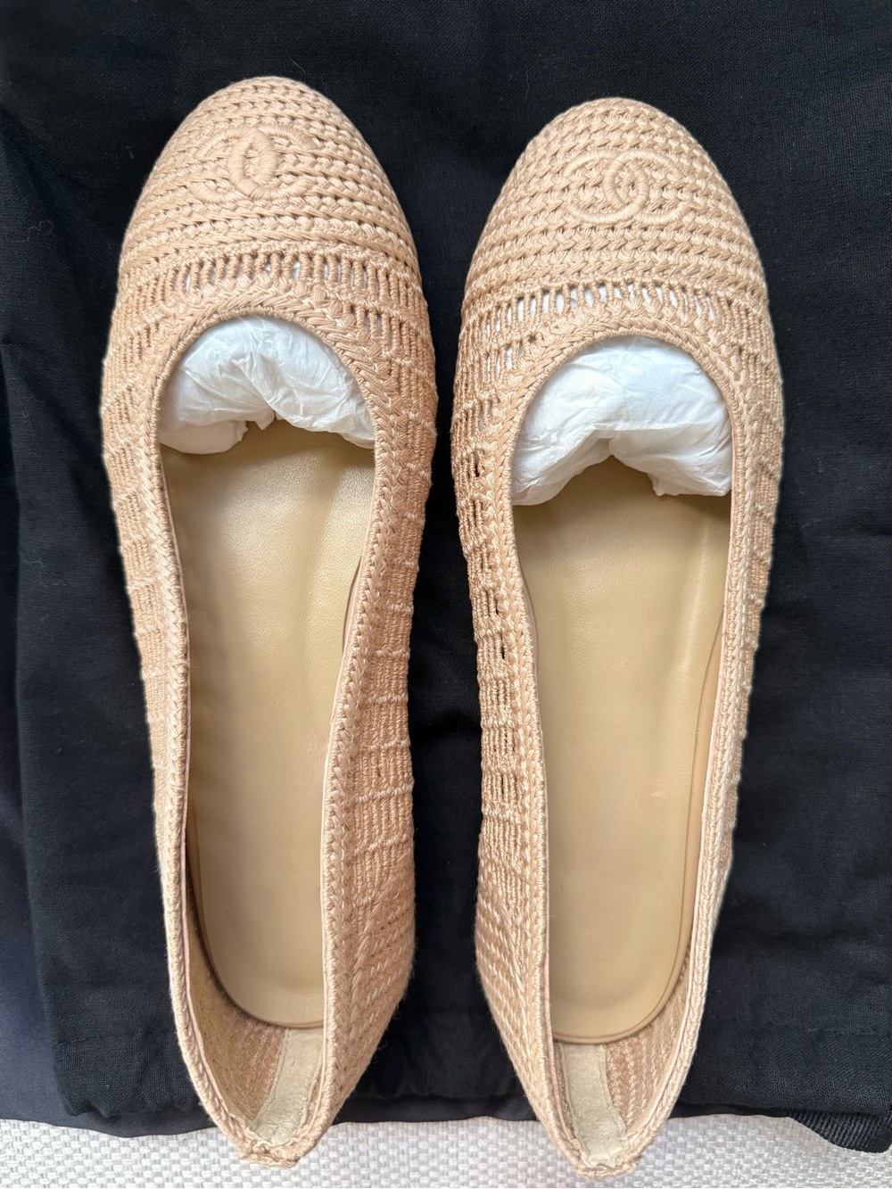 Designer-like Beige Raffia Ballet Flats
